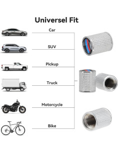 4 Tapas de Válvula de Neumático ZTGPMP Metal Plata Universal 2