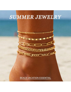 Pulseras de Tobillo de Oro 14K para Mujeres - Ajustables 2