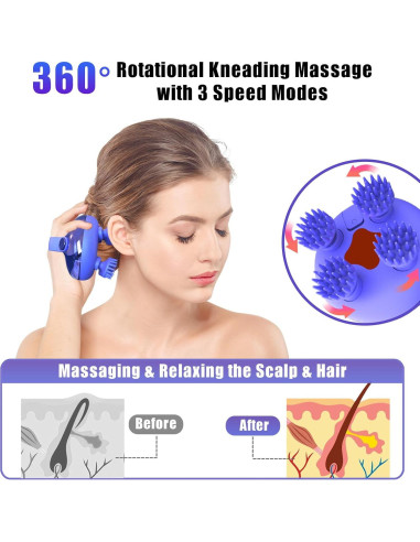 Masajeador de Cuero Cabelludo Eléctrico Viuyougor IPX7 3 Modos