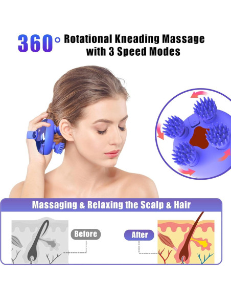 Masajeador de Cuero Cabelludo Eléctrico Viuyougor IPX7 3 Modos Masajeador de Cuero Cabelludo Eléctrico Viuyougor IPX7 3 Modos