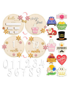 Tarjetas de Hitos Mensuales para Bebés Yerliker - Madera 14 cm
