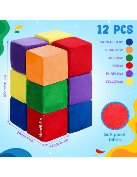 12 Bloques de Construcción de Espuma Vercraft 14 cm Coloridos