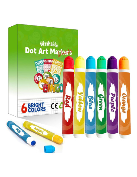 Marcadores de Puntos Prunend 6 Colores Lavables para Niños