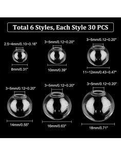 PH PandaHall 180pcs Mini Botellas de Vidrio 8-18mm para DIY 2