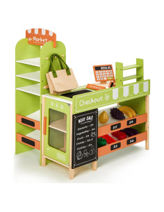Juego de supermercado de madera labebe con caja registradora