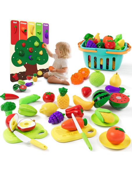 Juego de Comida de Cocina para Niños con Alfombrilla de Fieltro