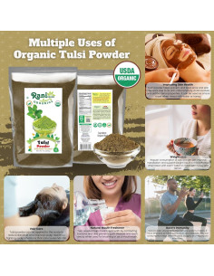 Polvo de Albahaca Sagrada Orgánica Rani 200g - Sin Gluten, Vegano 2