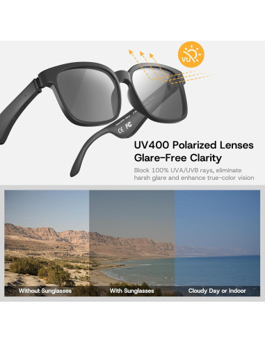 Gafas Inteligentes Vihimai con Altavoz Bluetooth UV400 - Negro