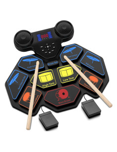 Juego de Batería Electrónica YUOIOYU Plegable 9 Pads MIDI