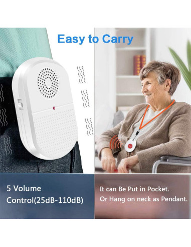 Sistema de Alerta Inalámbrico ChunHee 2 Botones + 1 Receptor