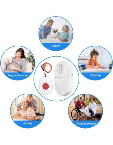 Sistema de Alerta Inalámbrico ChunHee 2 Botones + 1 Receptor