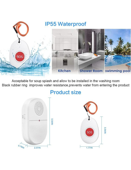 Sistema de Alerta Inalámbrico ChunHee 2 Botones + 1 Receptor