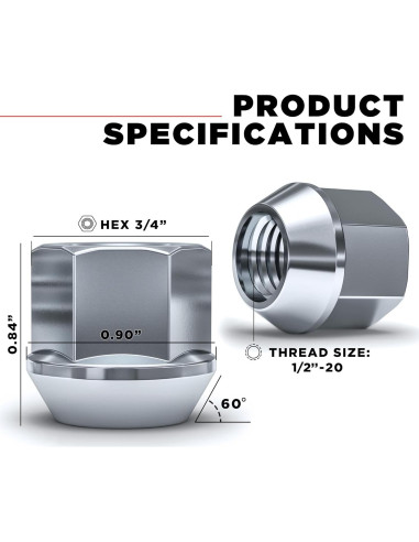 Tuerca Acorn Abierta White Knight 1304-1S-20AM Zinc 20 Piezas