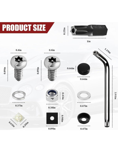 Kit de Tornillos Antirrobo para Placa de Matrícula M6 Lyxheth