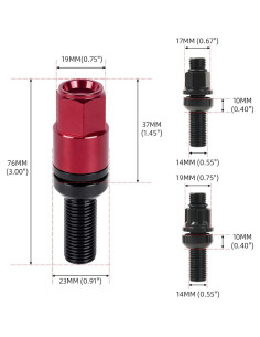 Tornillos de Rueda Muge Racing M14x1.5 Antirrobo 20 PCS Rojo 2