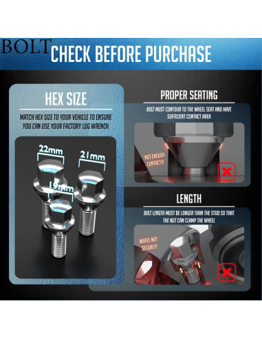 Cerraduras de Rueda M14x1.5 Accesorios de Rueda Partes 4 Pzas