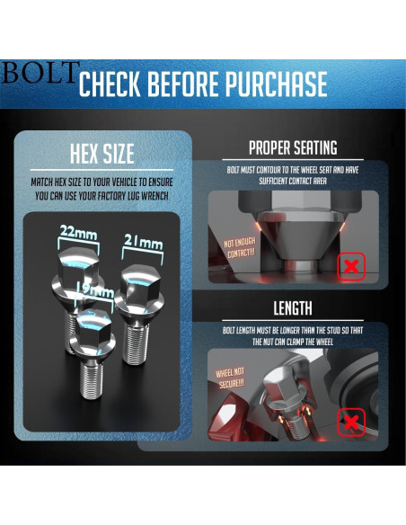 Cerraduras de Rueda M14x1.5 Accesorios de Rueda Partes 4 Pzas