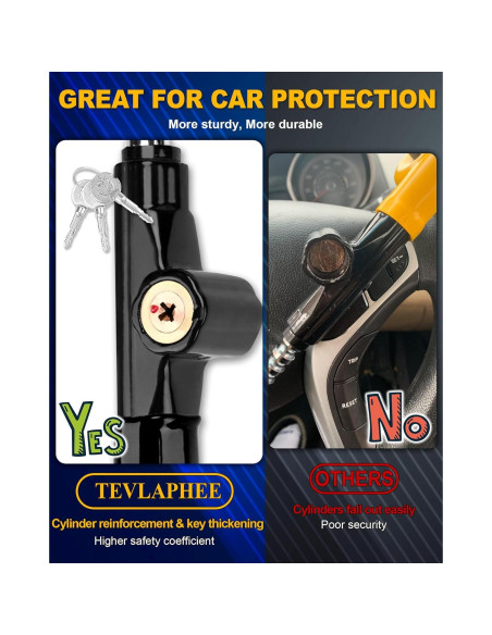 Cerradura Antirrobo para Volante Tevlaphee - Ajustable 17.78-40.64 cm