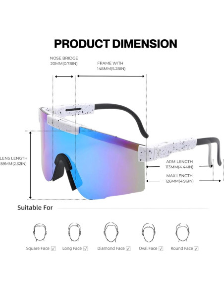 Gafas de Ciclismo UV400 Unisex - Lentes Polarizados Blancas y Azules