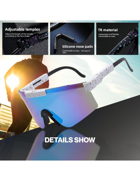 Gafas de Ciclismo UV400 Unisex - Lentes Polarizados Blancas y Azules