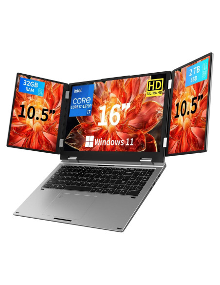 Portátil KOOFORWAY Max16 Triple Pantalla 16" + 10.5" x2, i7, 32GB RAM, 2TB SSD