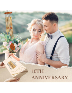 Campana de Viento 10 Aniversario Leebbsin Aluminio 64.8 cm 2