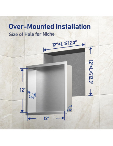 Nicho de Ducha de Acero Inoxidable Bernkot 30.48 cm Cepillado