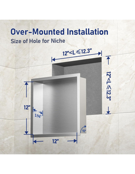 Nicho de Ducha de Acero Inoxidable Bernkot 30.48 cm Cepillado