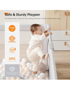 Parque Infantil Plegable Cholena 180x150cm Gris Claro 2