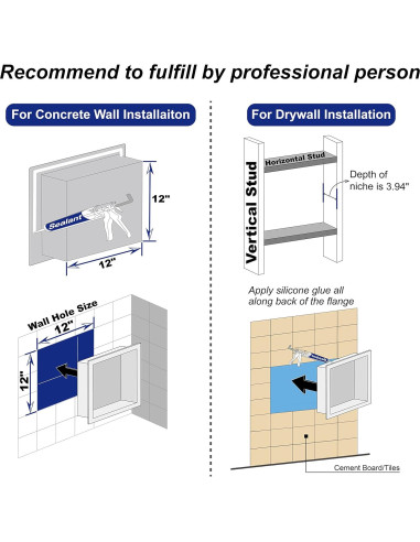 Nicho de Ducha de Acero Inoxidable Bernkot 30.48 cm Cepillado