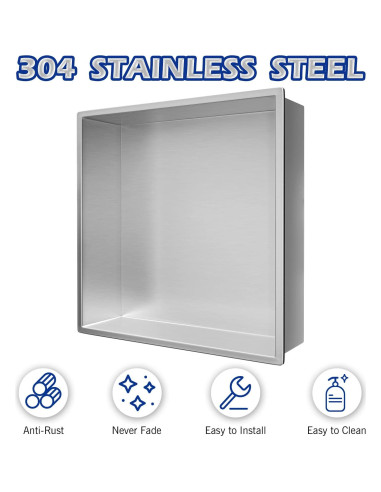 Nicho de Ducha de Acero Inoxidable Bernkot 30.48 cm Cepillado