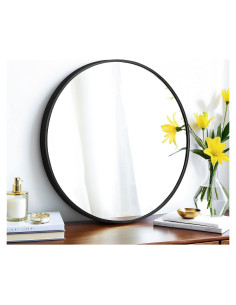Espejo Redondo 50.8 cm SCWF-GZ con Marco de Aluminio Negro