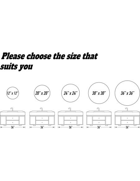 Espejo Redondo 50.8 cm SCWF-GZ con Marco de Aluminio Negro