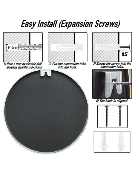 Espejo Redondo 50.8 cm SCWF-GZ con Marco de Aluminio Negro