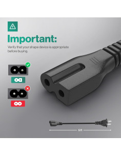 Cable de Alimentación Polarizado 2 Clavijas C7P 0.91m LORDTRONICS 2