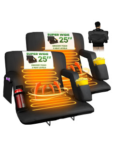 Asiento de Estadio Calentado Poderoso Xishan 25" Negro - 2 Unidades