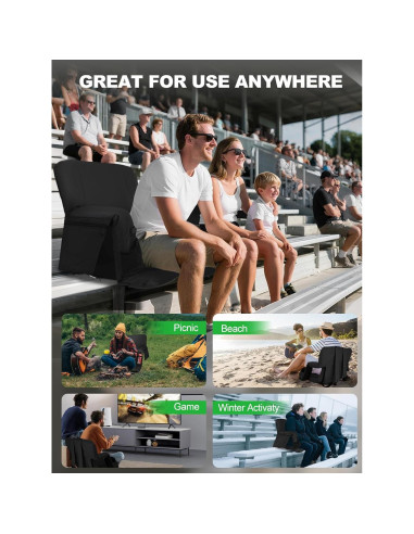 Asiento de Estadio Calentado Poderoso Xishan 25" Negro - 2 Unidades