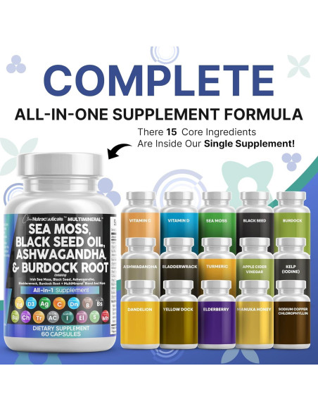 Suplemento Clean Nutraceuticals Musgo Marino 15 Ingredientes