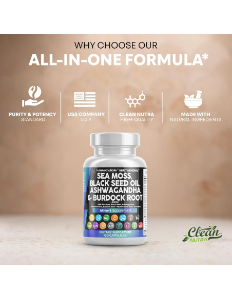 Suplemento Clean Nutraceuticals Musgo Marino 15 Ingredientes