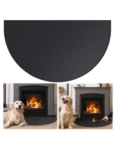 Alfombrilla Ignífuga para Chimenea FLASLD 71x122 cm Negra