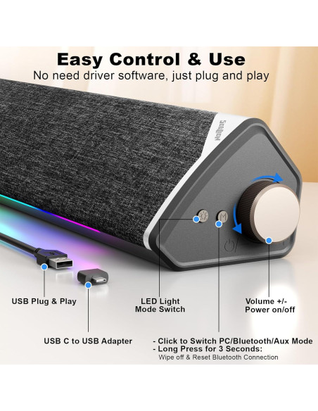 Altavoces Bluetooth SOULION R60 con Luz LED y USB Altavoces Bluetooth SOULION R60 con Luz LED y USB