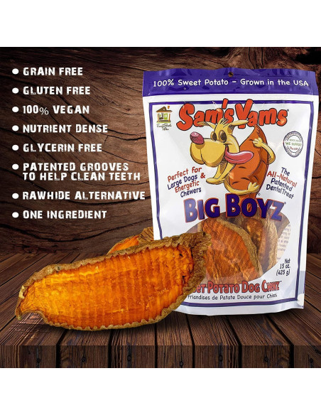 Golosinas de Batata para Perros Grandes Sam's Yams 425g