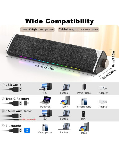 Altavoces Bluetooth SOULION R60 con Luz LED y USB