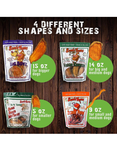 Golosinas de Batata para Perros Grandes Sam's Yams 425g