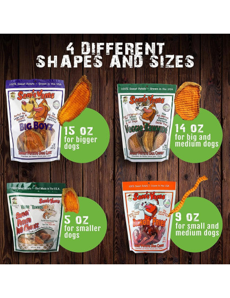 Golosinas de Batata para Perros Grandes Sam's Yams 425g