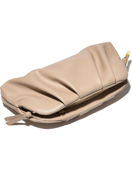 Cartera Clutch de Cuero Vegano SWEETV Beige 27.5x14cm Cartera Clutch de Cuero Vegano SWEETV Beige 27.5x14cm