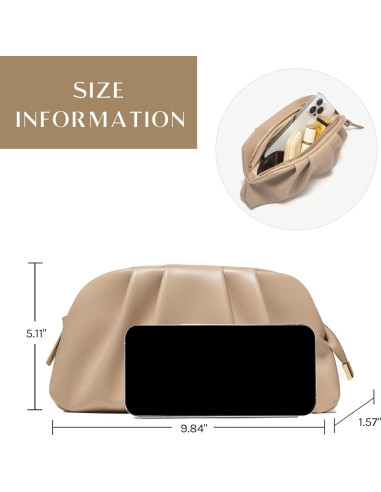 Cartera Clutch de Cuero Vegano SWEETV Beige 27.5x14cm