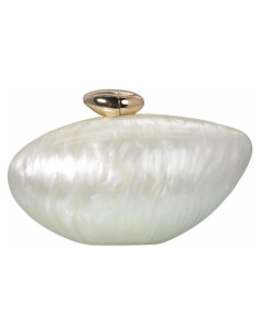 Bolso de Noche Acrílico Concha Blanco Perla 21.1x9.9 cm