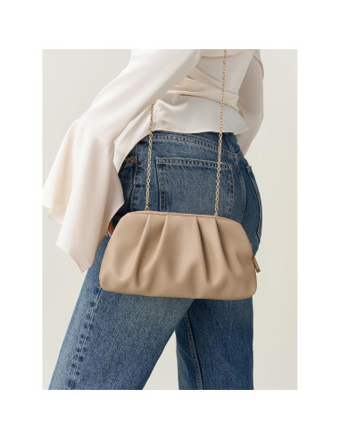 Cartera Clutch de Cuero Vegano SWEETV Beige 27.5x14cm