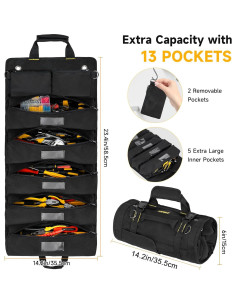 Bolsa de Herramientas Enrollable LEFOR-Z Negra 13 Compartimentos 2